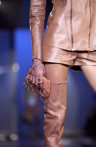 (permanent collection) fendi fall 2003 beige leather skirt - Image 5