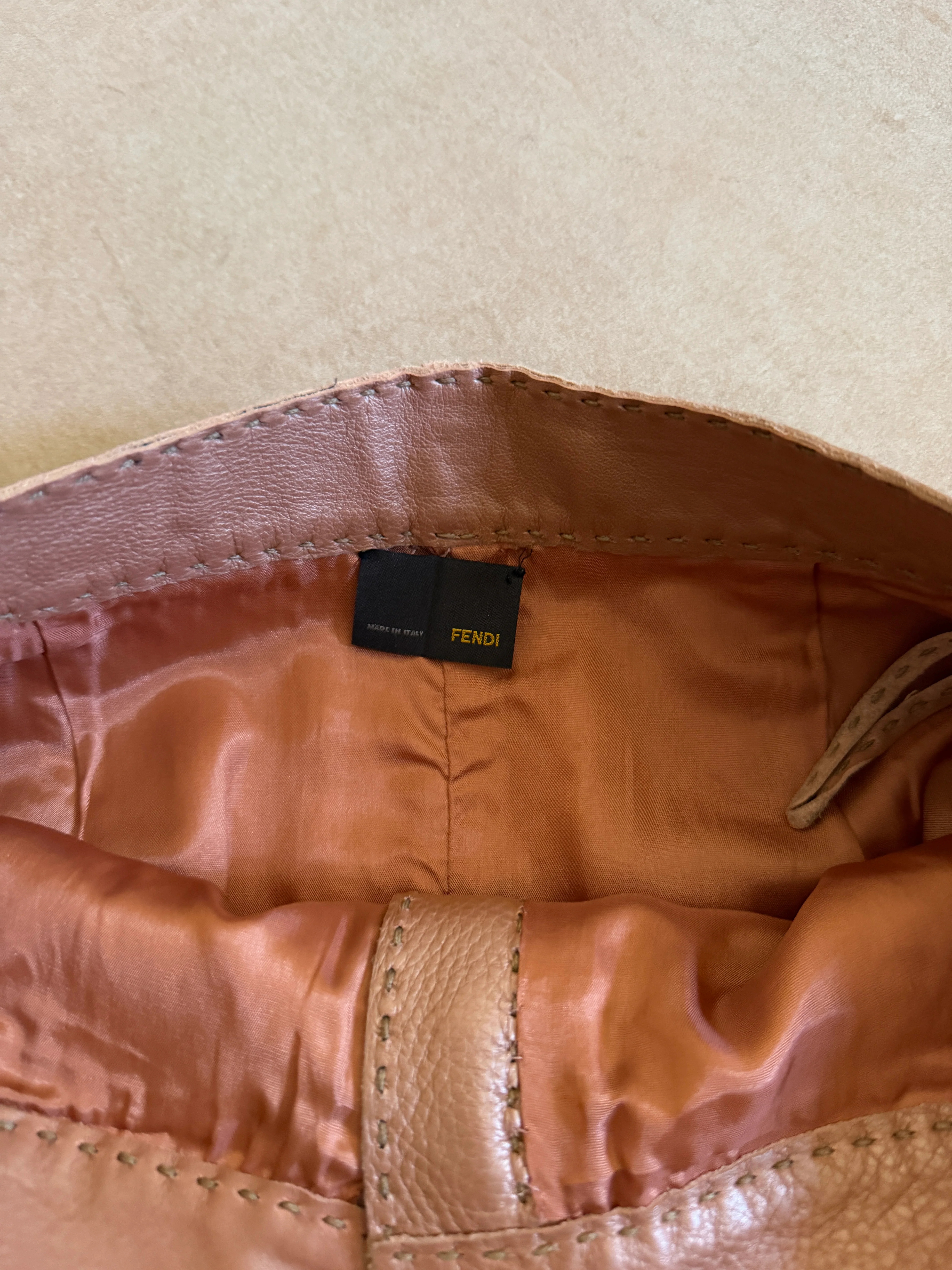 (permanent collection) fendi fall 2003 beige leather skirt - Image 6