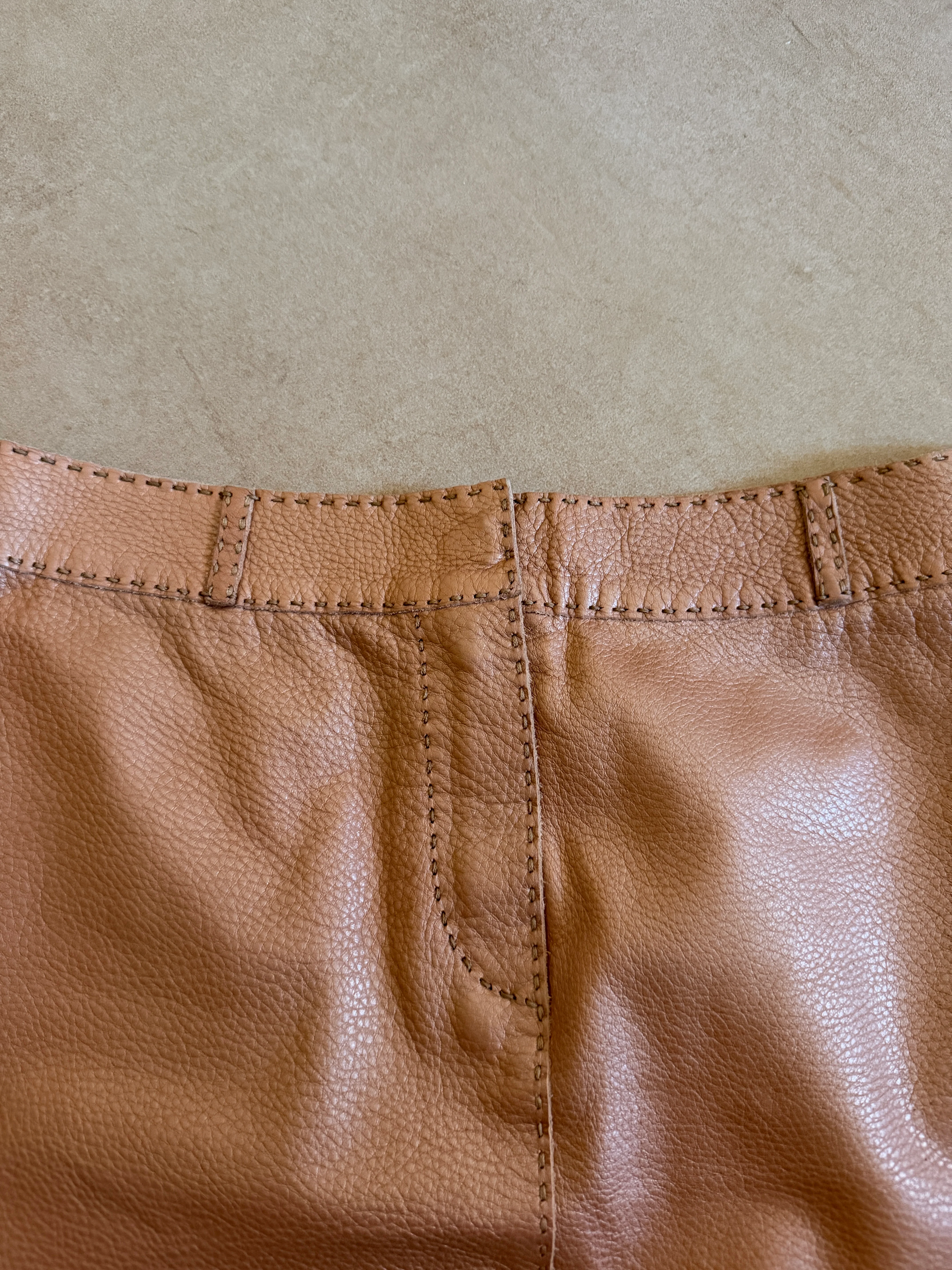 (permanent collection) fendi fall 2003 beige leather skirt - Image 7
