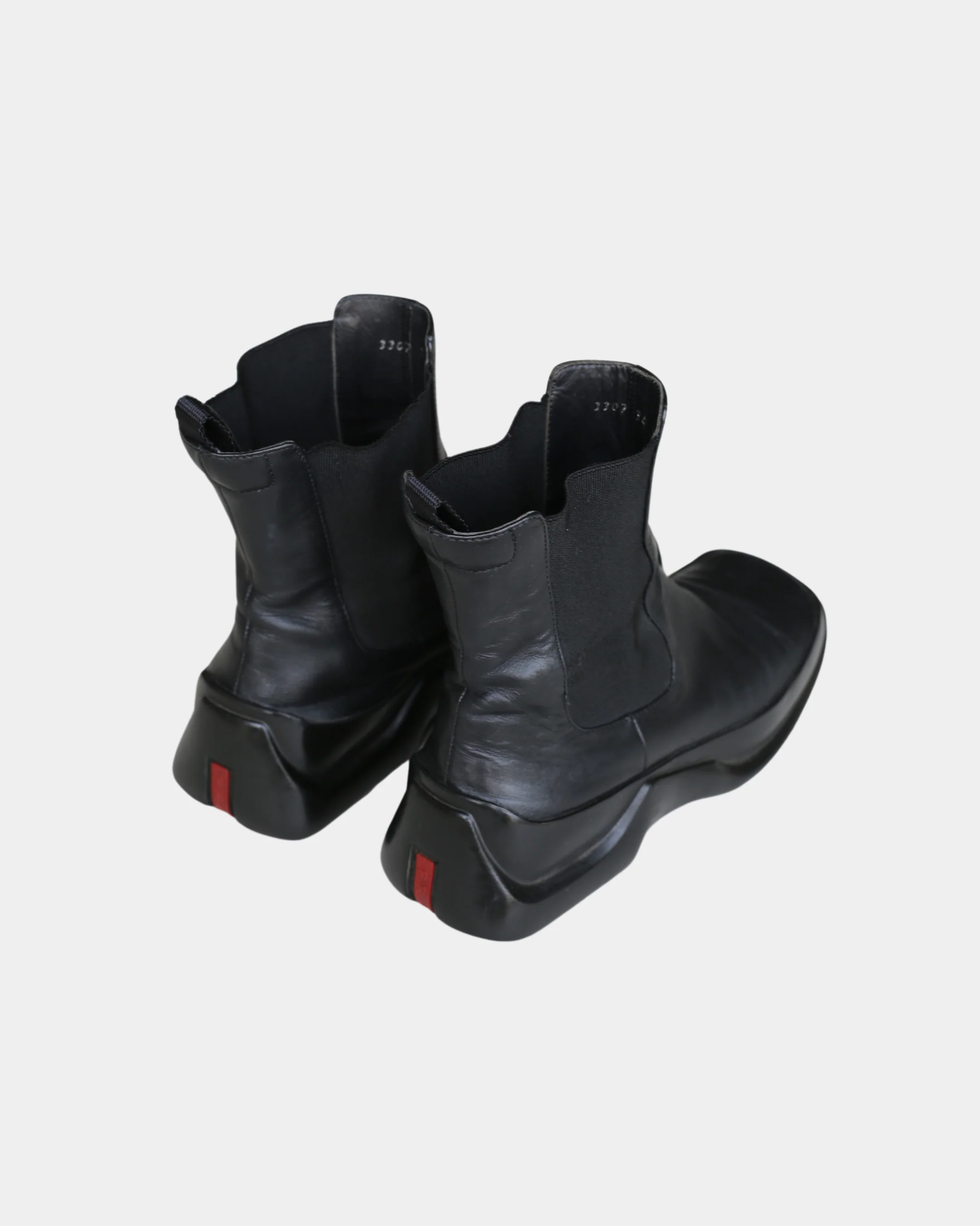 prada fw 1999 black leather boots - Image 3