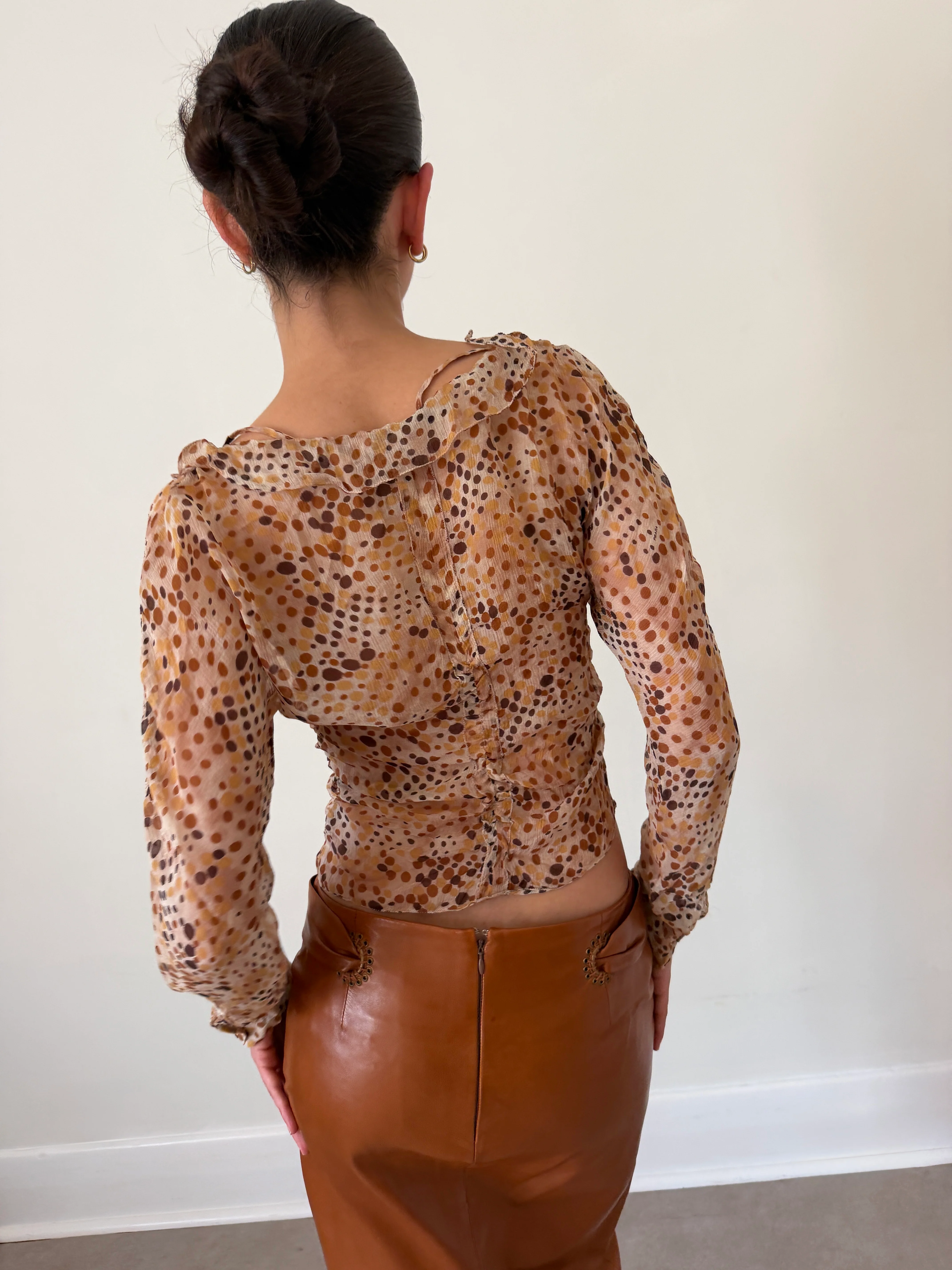 prada spring 2000 polka dot sheer ruffle top - Image 6