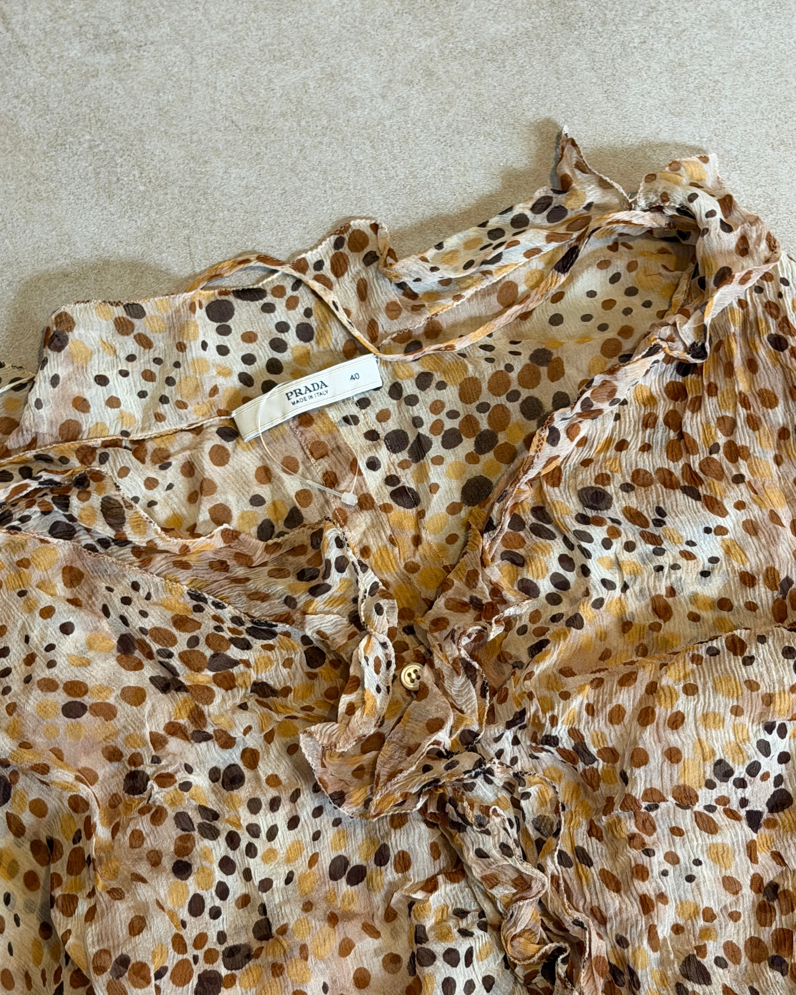 prada spring 2000 polka dot sheer ruffle top - Image 9