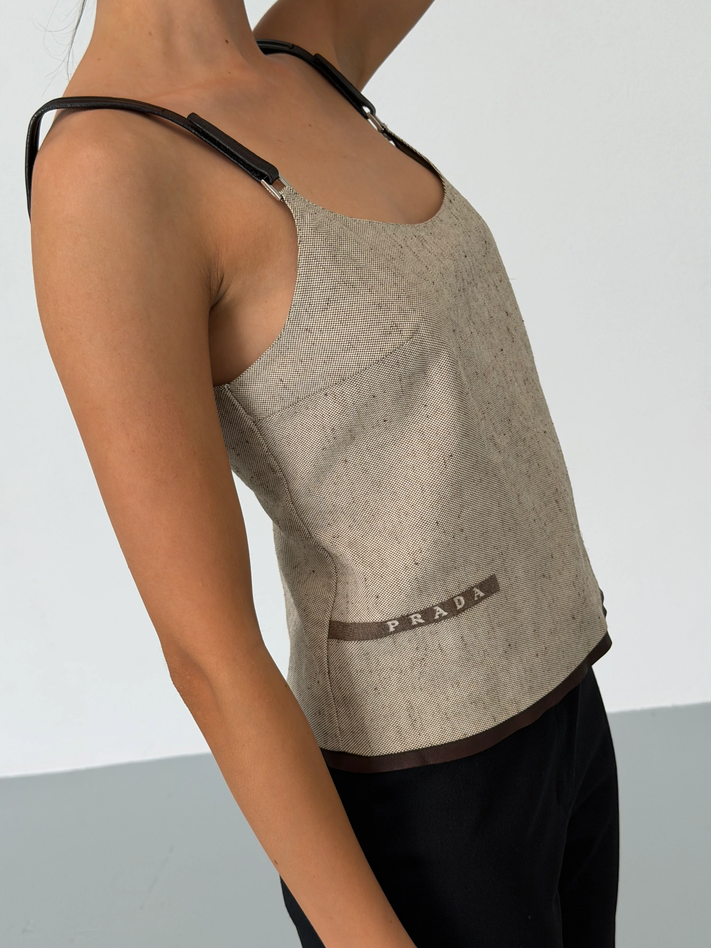 (rare) prada spring 1999 runway linen top - Image 3